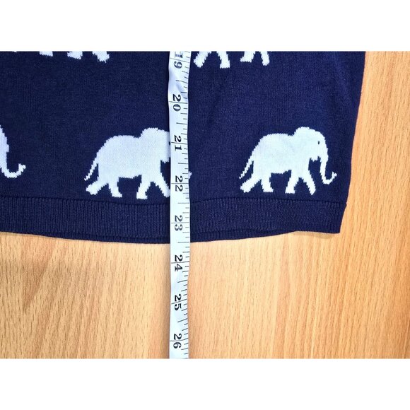 Talbots Top M Blue White Elephants Short Sleeve Comfort Business Casual Classic - Picture 6 of 10